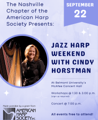 Jazz Harp Concert with Cindy Horstman, Nashville