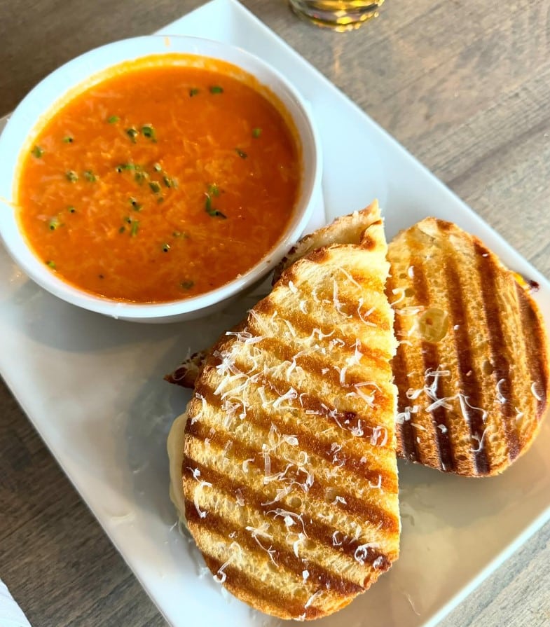 Muenster Grilled Cheese Sandwich with Tomato Basil Soup