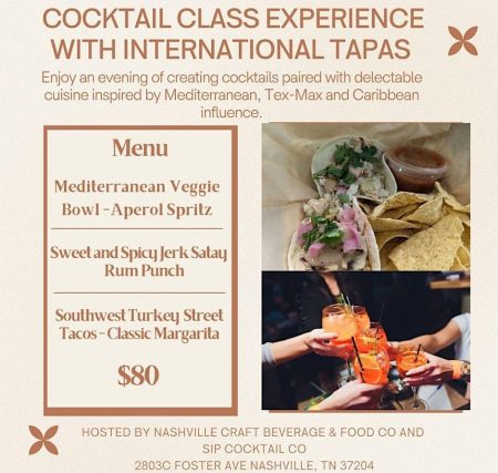 Cocktail Class Experience with International Tapas